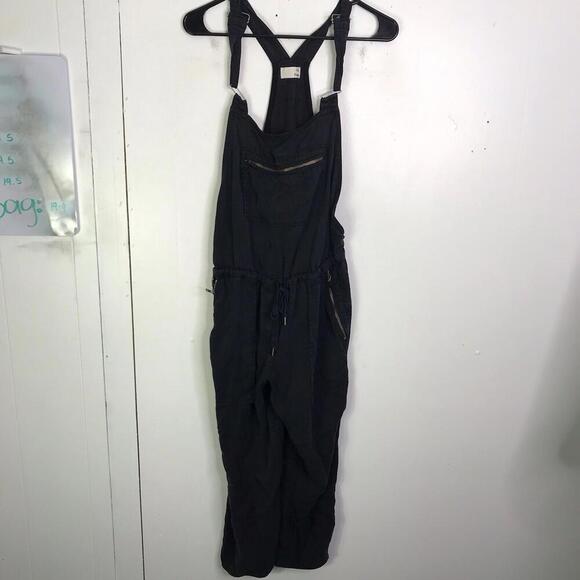 Wilfred Free Overalls Womens S Jumpsuit Anorak Drawstring Waist Boho Faded Black - Picture 2 of 11